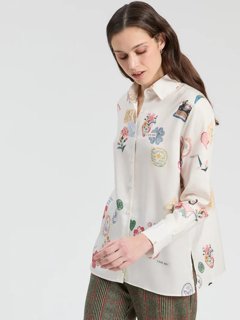 Vilagallo Multicolor Love Print Shirt 33920