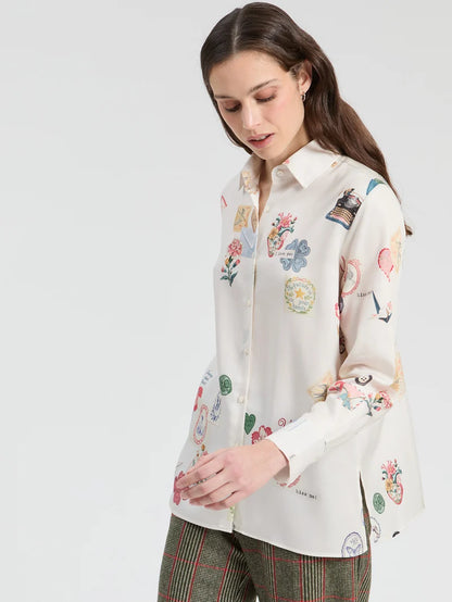 Vilagallo Multicolor Love Print Shirt 33920