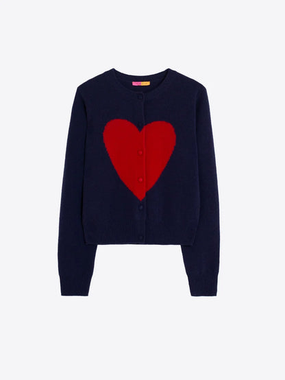 Vilagallo Navy Red Heart Cardigan 33964