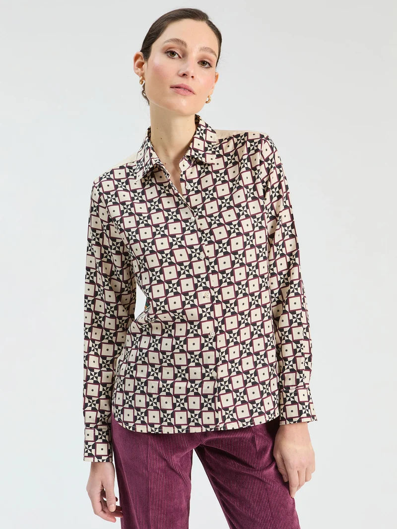 Vilagallo Geometric Sun Print Shirt 34093