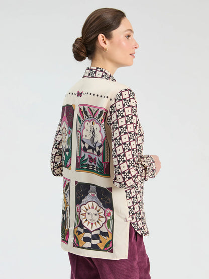 Vilagallo Geometric Sun Print Shirt 34093