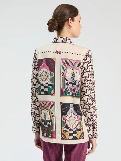 Vilagallo Geometric Sun Print Shirt 34093