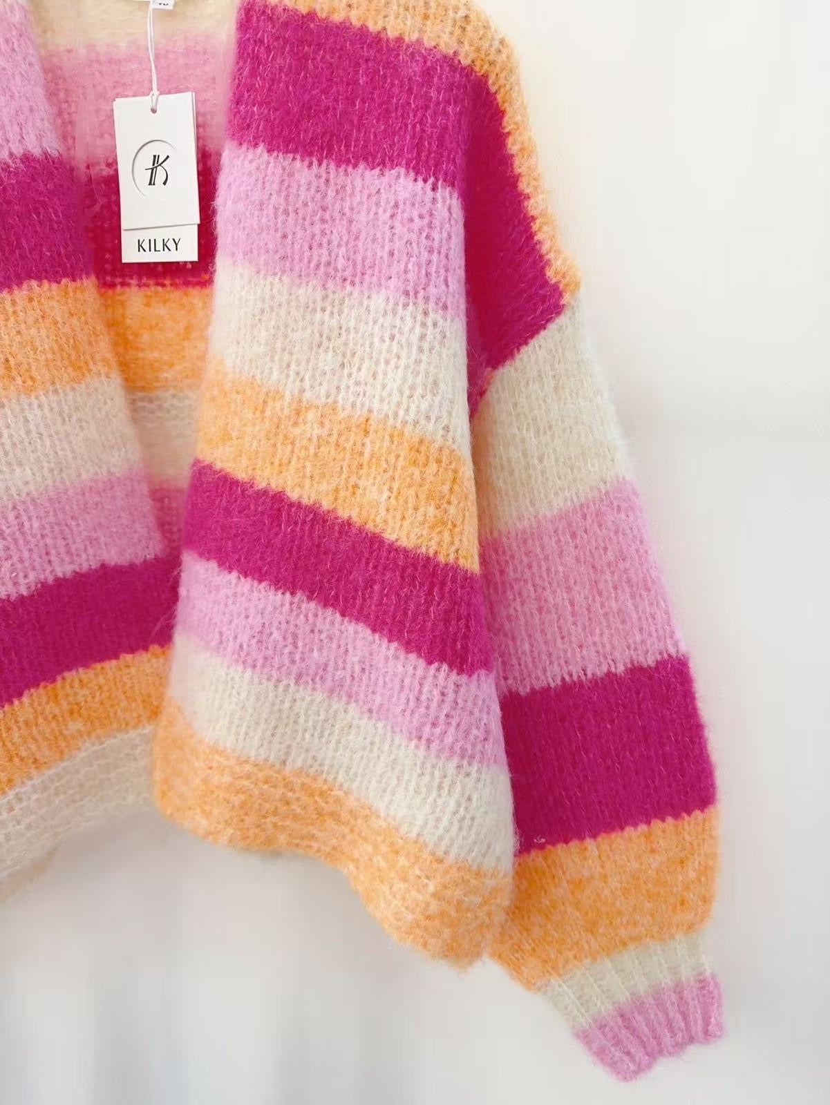 Killy Pink Multi Stripe Cardi