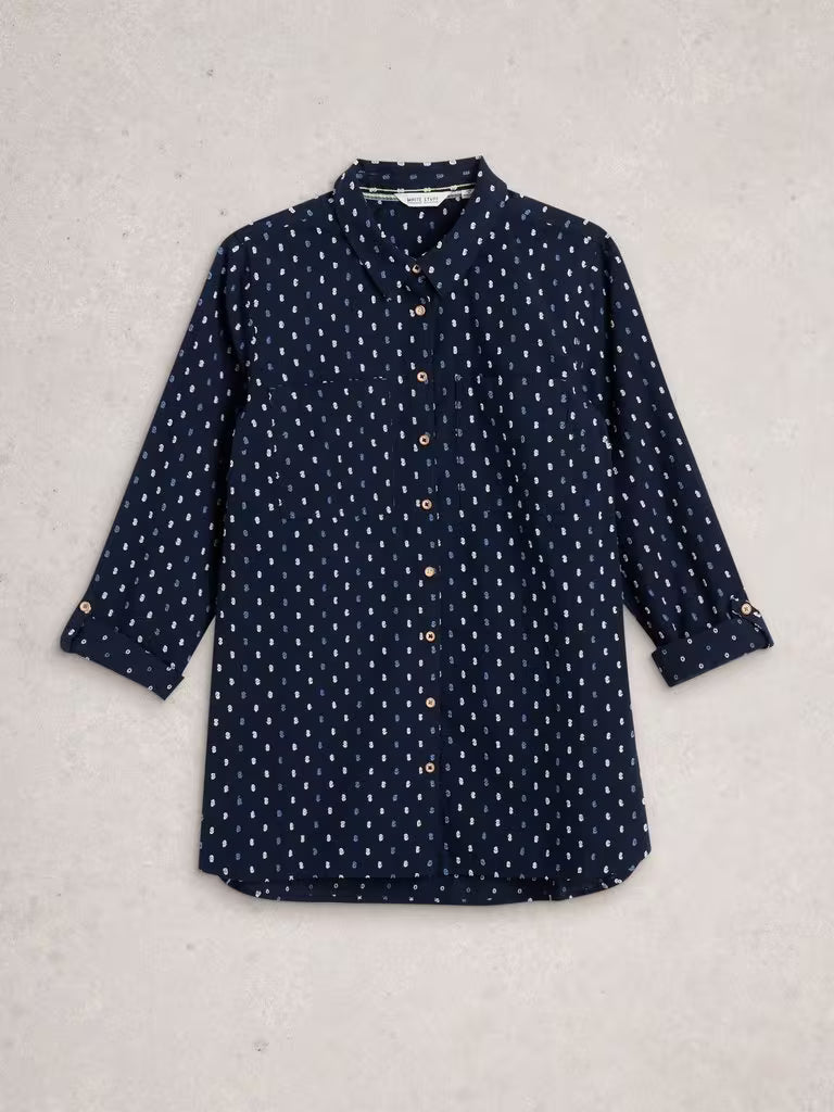 White Stuff Sophie Longline Shirt Navy Multi