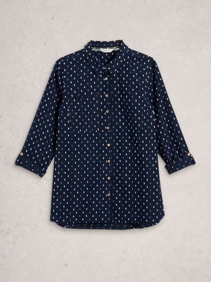 White Stuff Sophie Longline Shirt Navy Multi