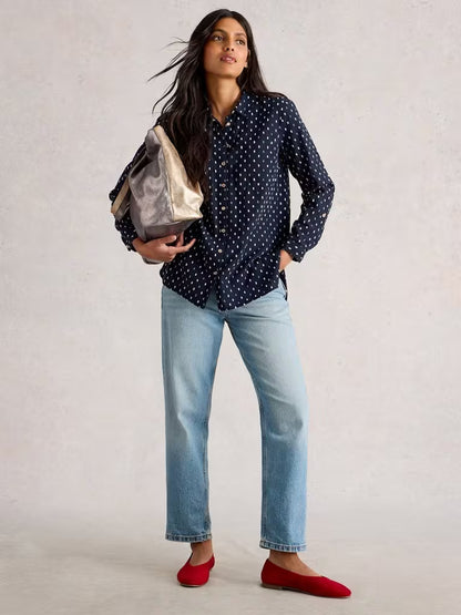 White Stuff Sophie Longline Shirt Navy Multi