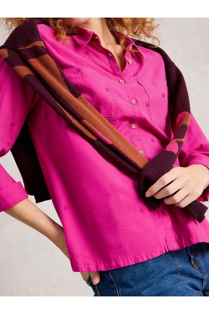 White Stuff Sophie Cotton Shirt Bright Pink