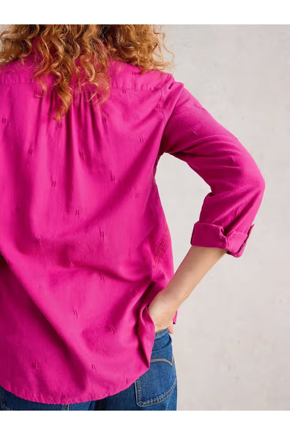 White Stuff Sophie Cotton Shirt Bright Pink