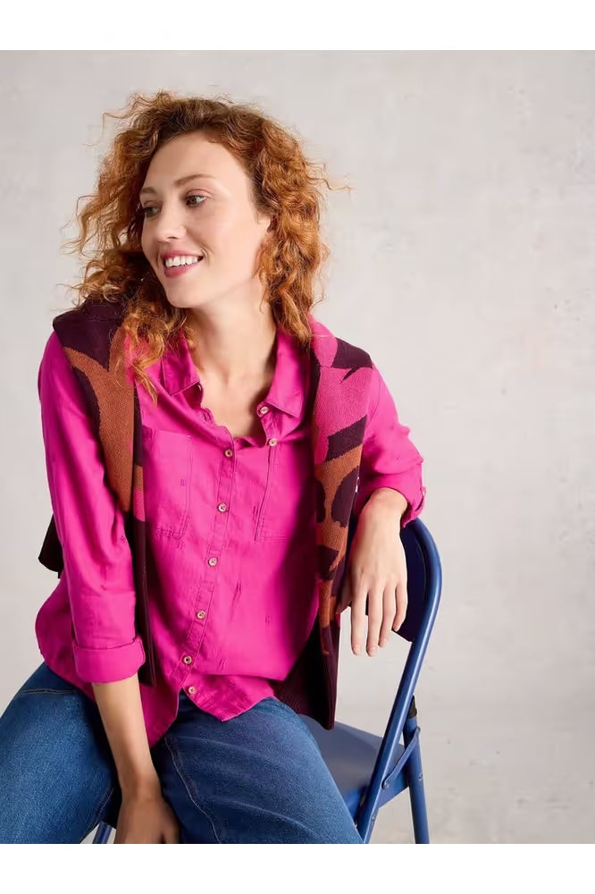 White Stuff Sophie Cotton Shirt Bright Pink