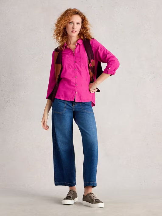 White Stuff Sophie Cotton Shirt Bright Pink