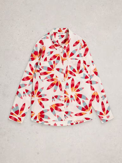 White Stuff Sophie Cotton Shirt Ivory Print