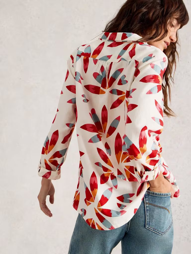 White Stuff Sophie Cotton Shirt Ivory Print
