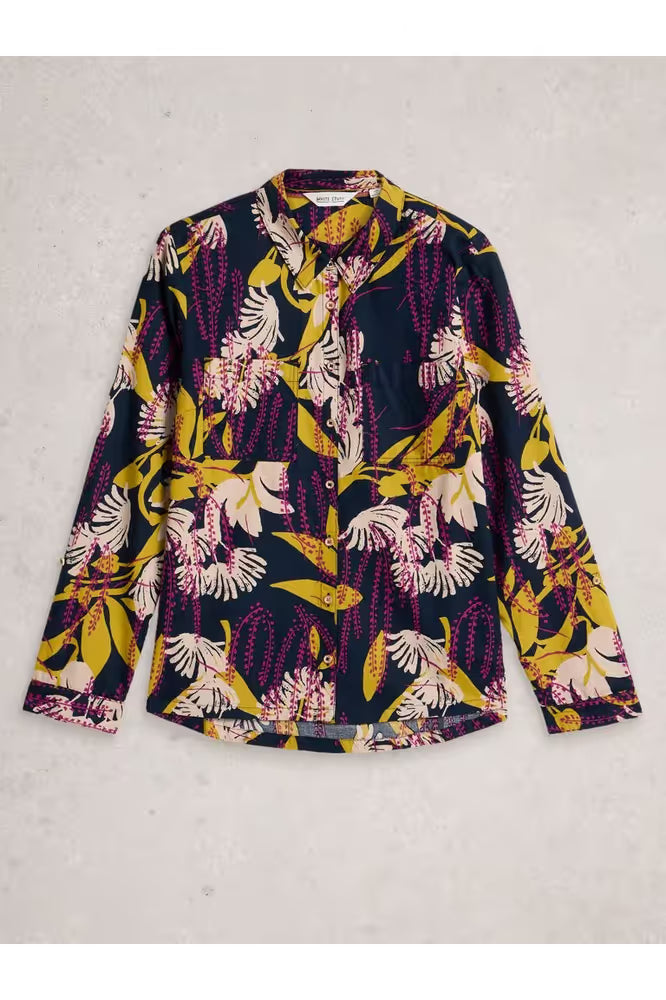 White Stuff Sophie Cotton Shirt Navy Print