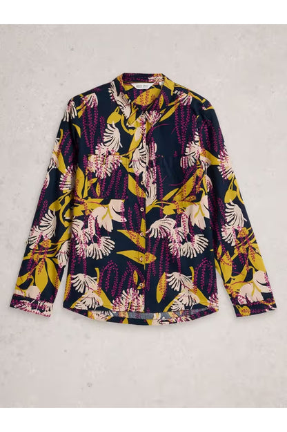 White Stuff Sophie Cotton Shirt Navy Print