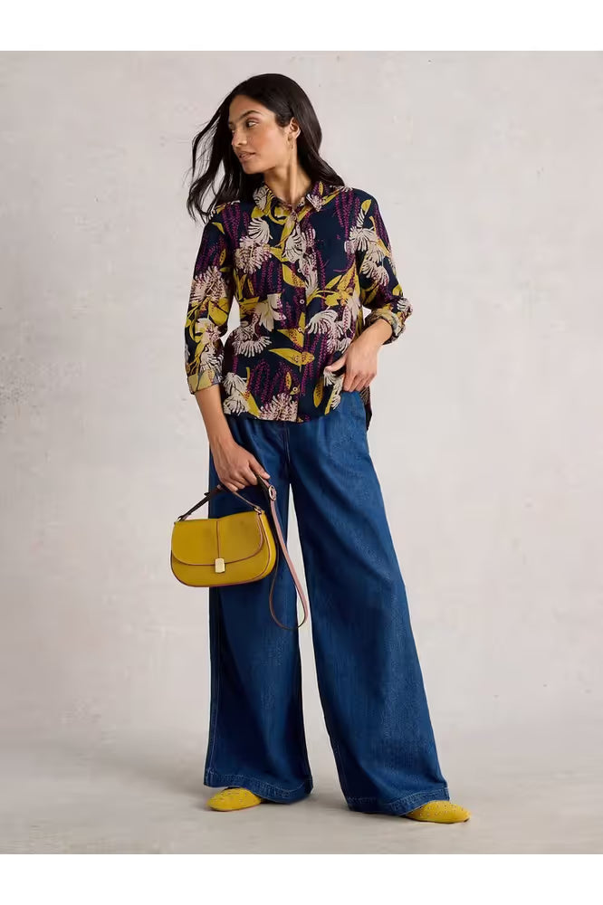 White Stuff Sophie Cotton Shirt Navy Print