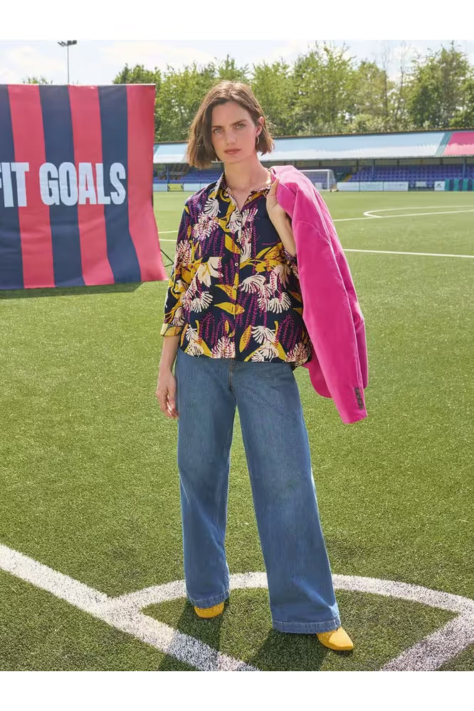 White Stuff Sophie Cotton Shirt Navy Print