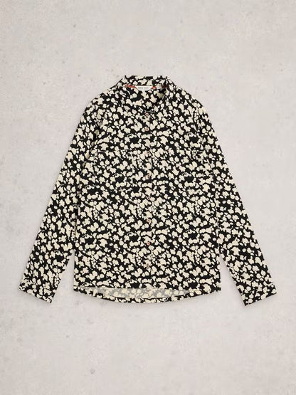 White Stuff Sophie Printed Shirt Black Print and Ivory Multi