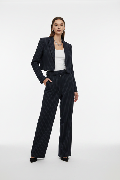 Red Button Cleo Punta Pinstripe Trousers Black-