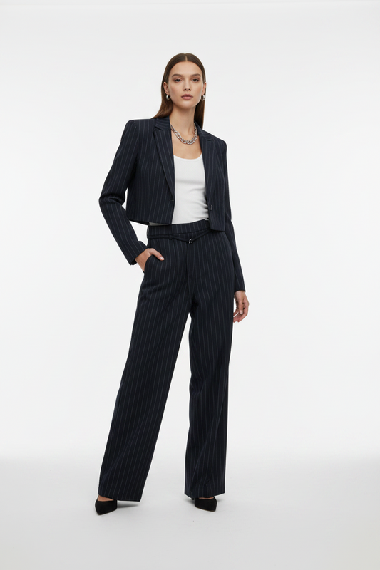 Red Button Cleo Punta Pinstripe Trousers Black-