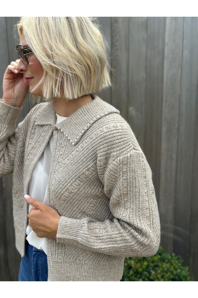 French Connection Neutral Kitty Pearl Cardigan