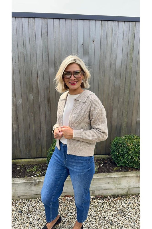 French Connection Neutral Kitty Pearl Cardigan