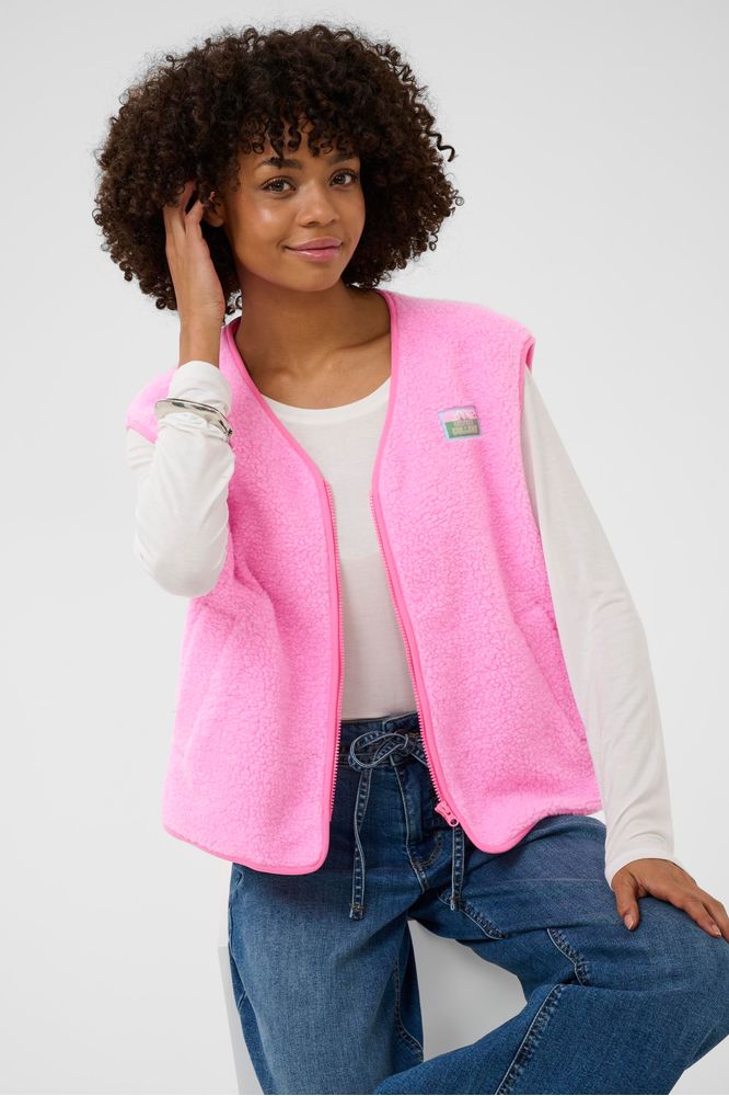 Culture Catina Teddy Waistcoat Pink
