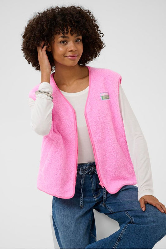 Culture Catina Teddy Waistcoat Pink