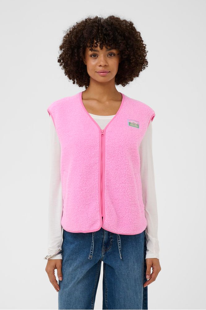 Culture Catina Teddy Waistcoat Pink