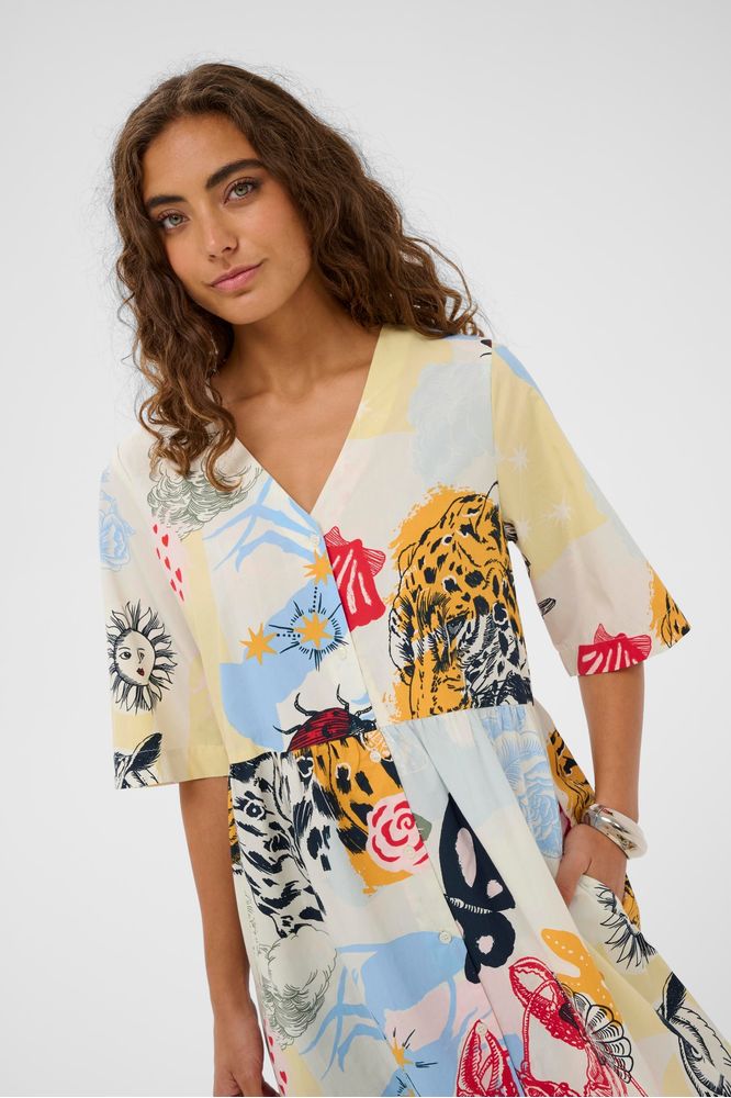 Culture Ashmo Olena Dress Blue/Red