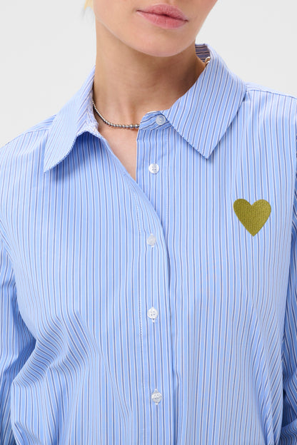 Culture Ebony Short Shirt Blue Stripe