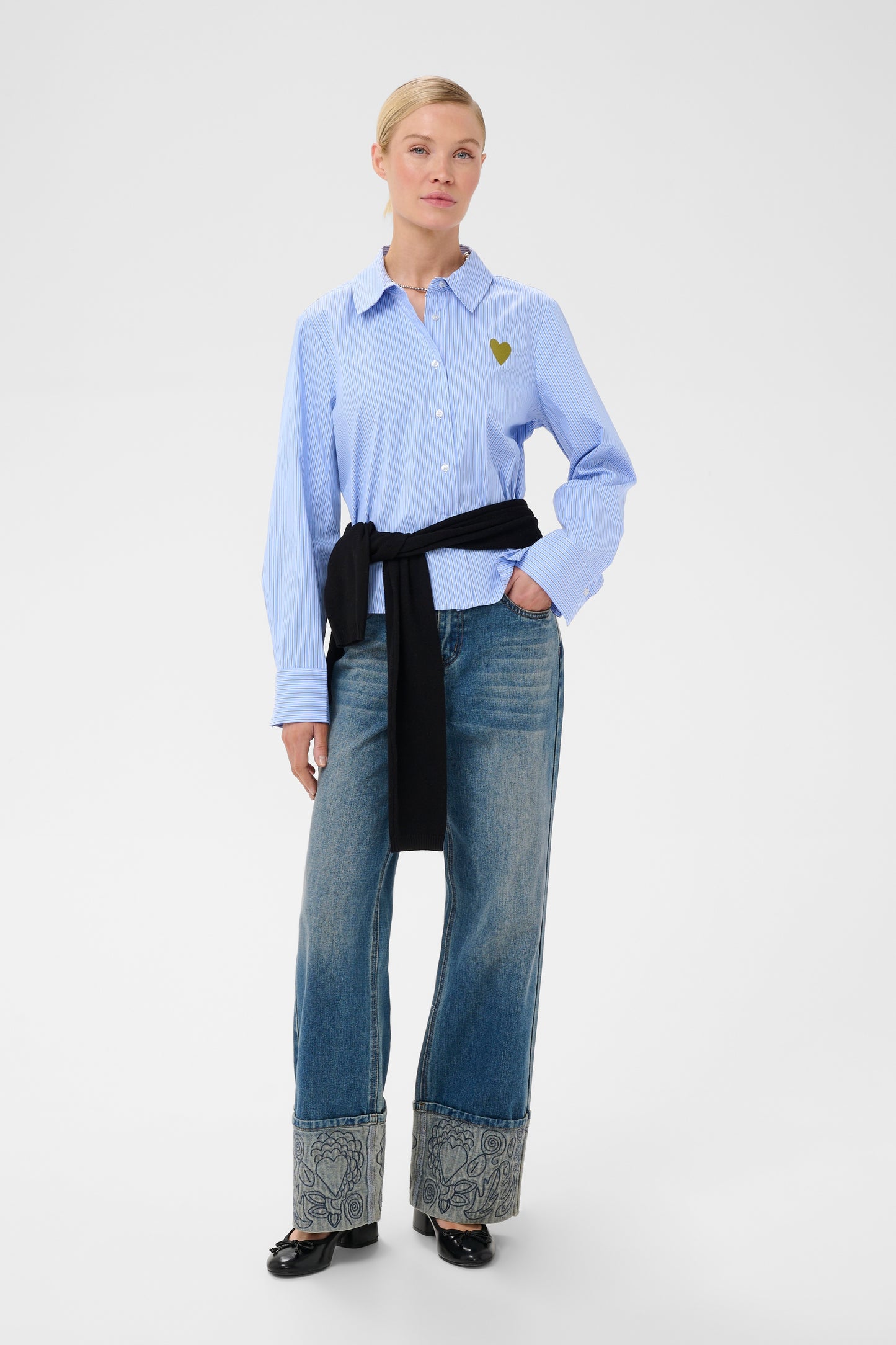 Culture Ebony Short Shirt Blue Stripe