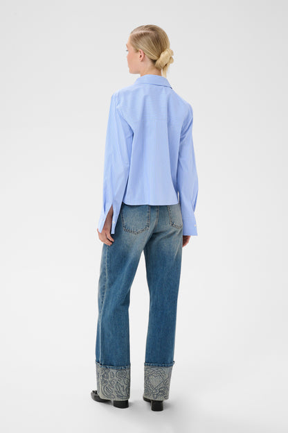 Culture Ebony Short Shirt Blue Stripe