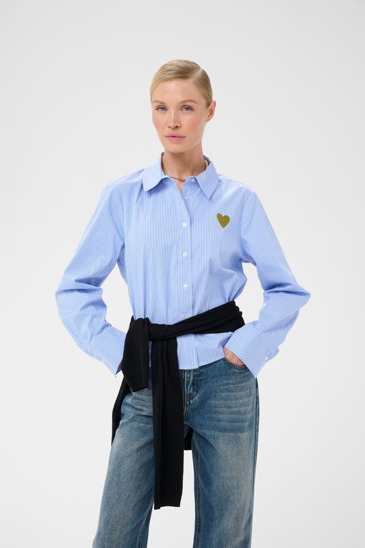 Culture Ebony Short Shirt Blue Stripe