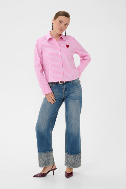 Culture Ebony Short Shirt Pink Stripe