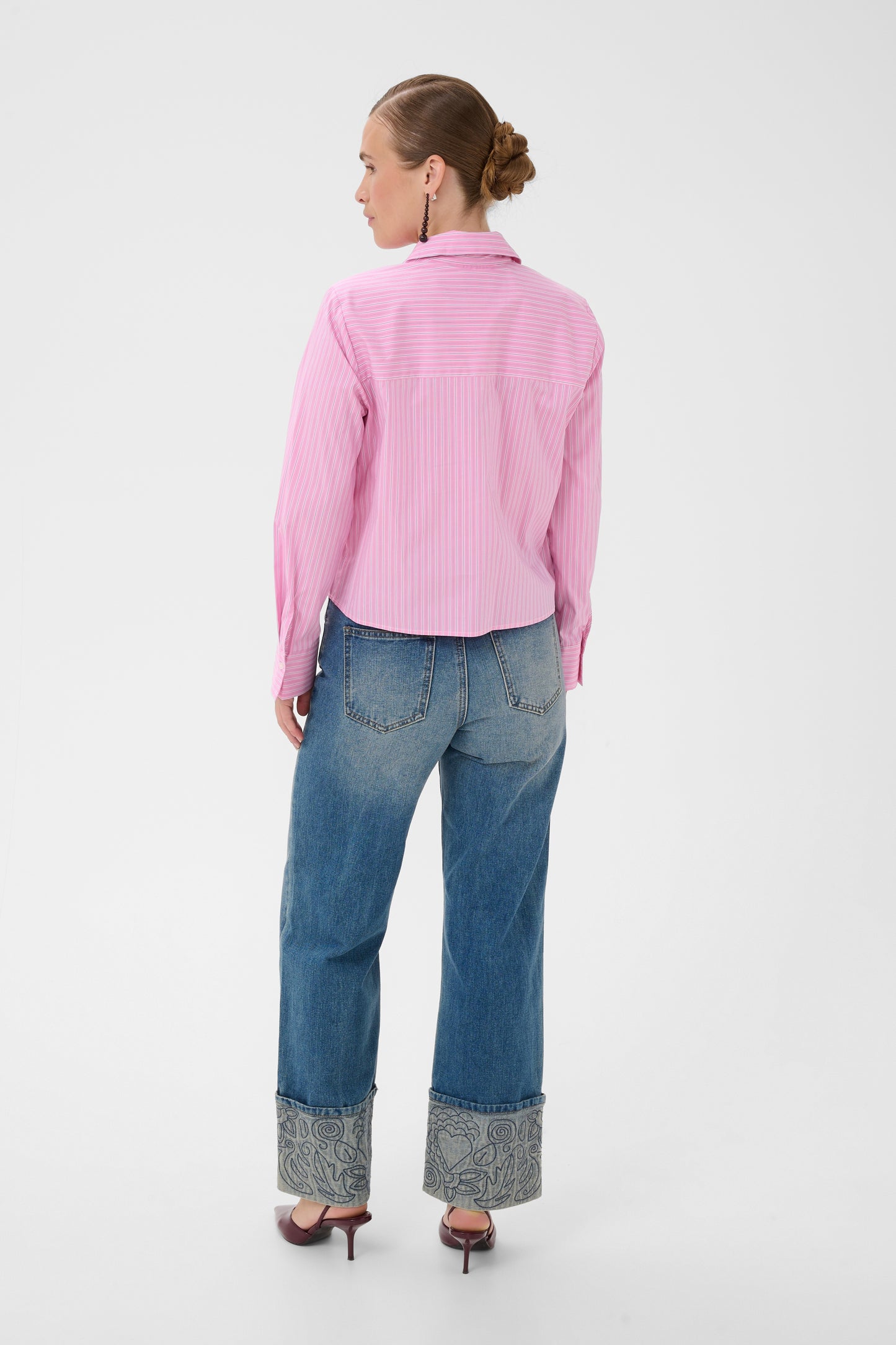 Culture Ebony Short Shirt Pink Stripe