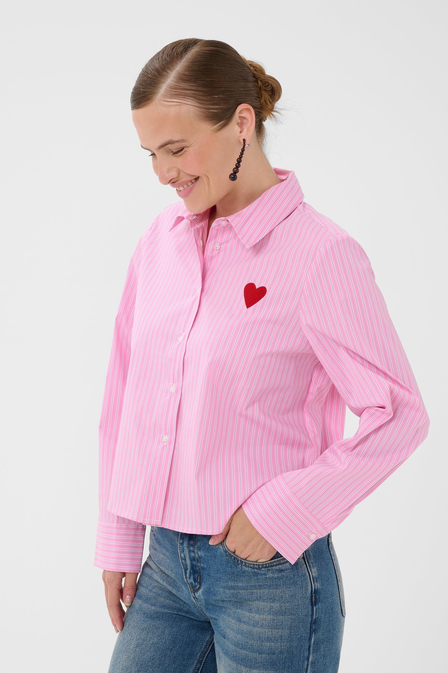 Culture Ebony Short Shirt Pink Stripe