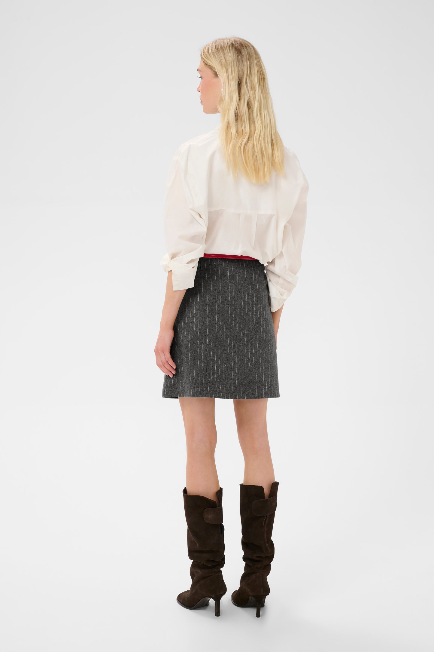Culture Kayla Skirt Grey Pinstripe