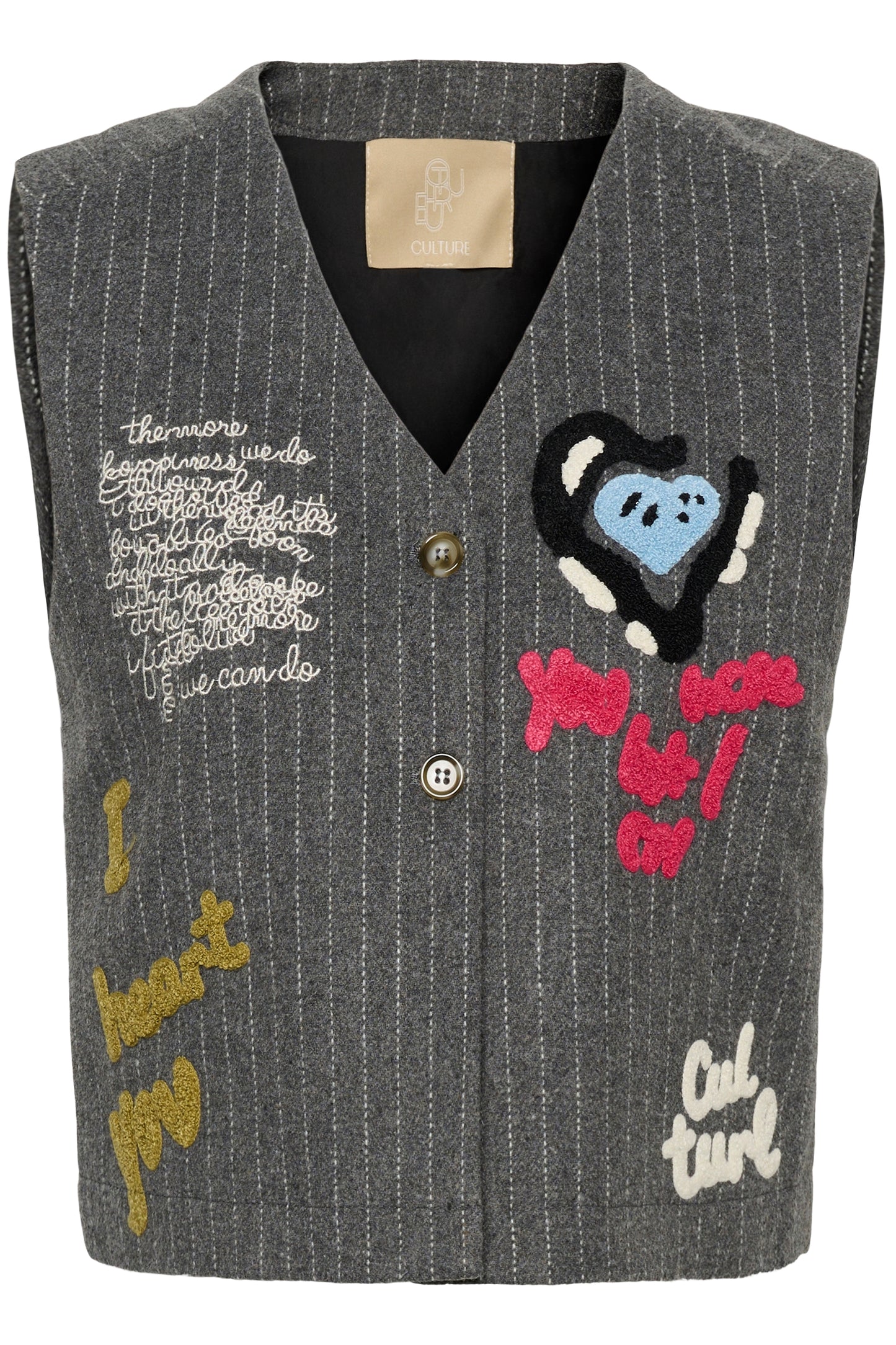 Culture Kayla Waistcoat Grey Pinstripe