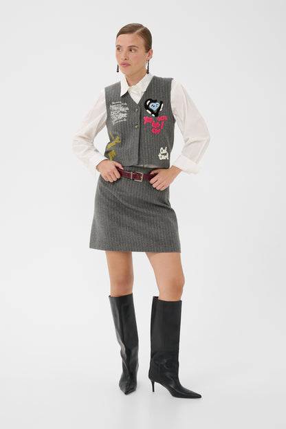 Culture Kayla Waistcoat Grey Pinstripe