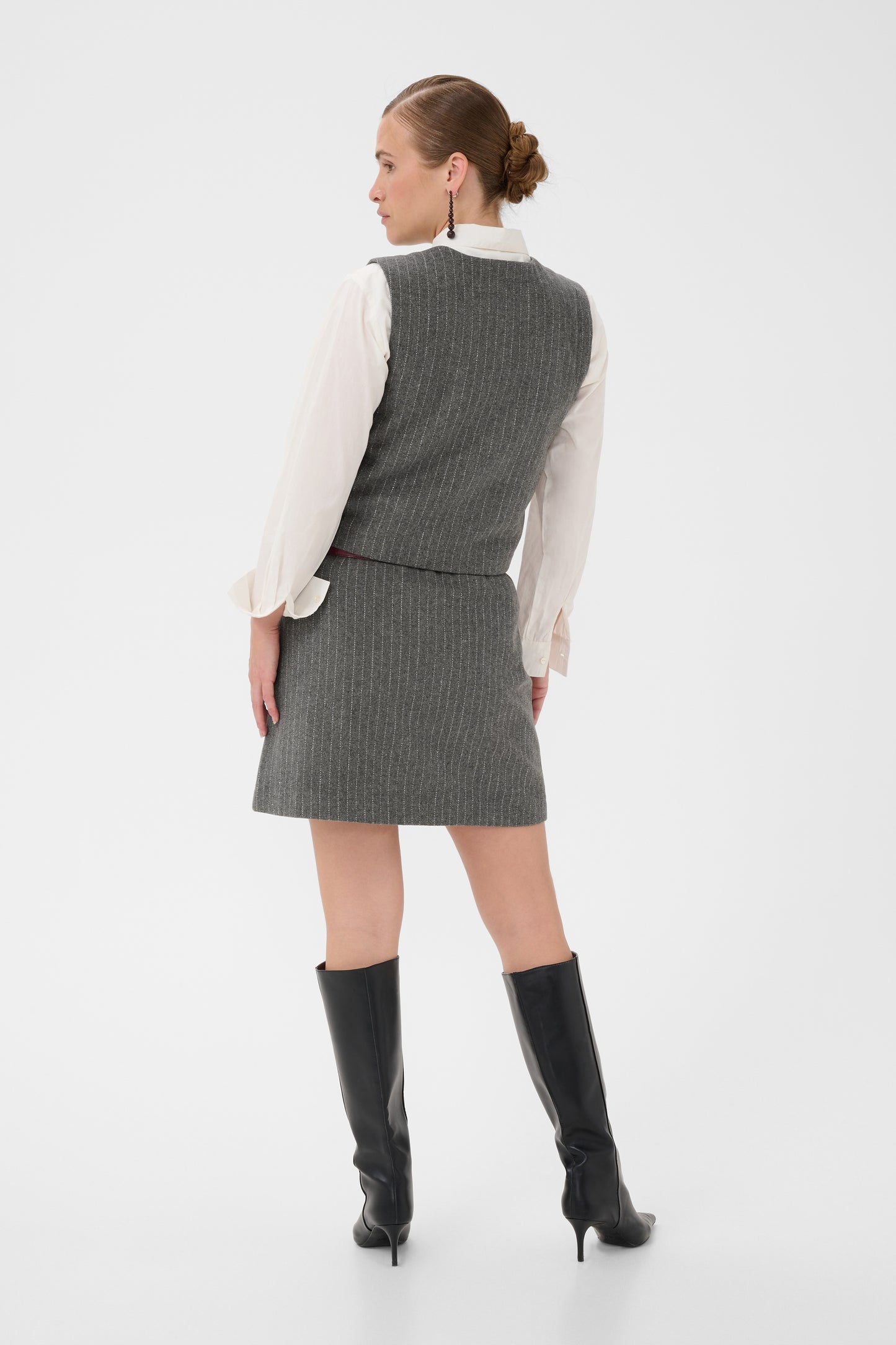 Culture Kayla Waistcoat Grey Pinstripe