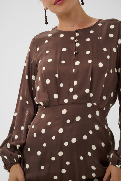 Culture Dotty Berna Dress Brown / Whitecap Dot