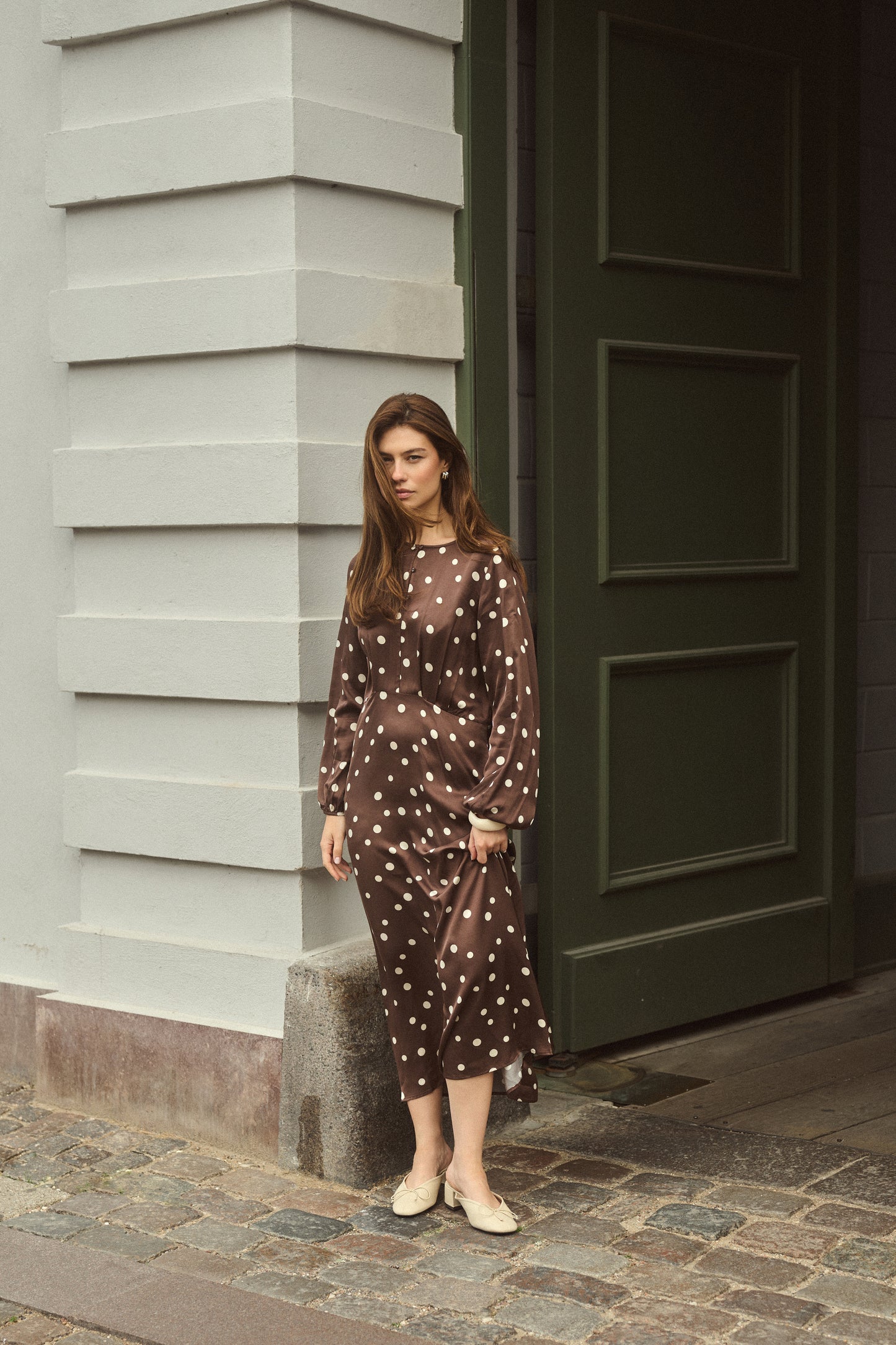 Culture Dotty Berna Dress Brown / Whitecap Dot