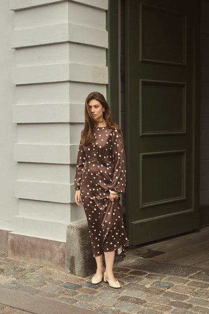 Culture Dotty Berna Dress Brown / Whitecap Dot