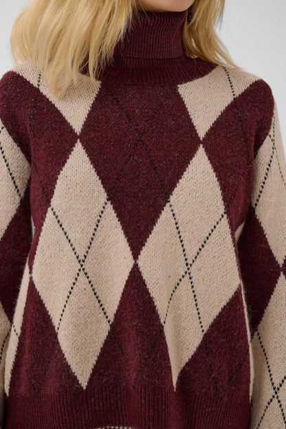 Culture Argyle Pullover Burgundy Argyle