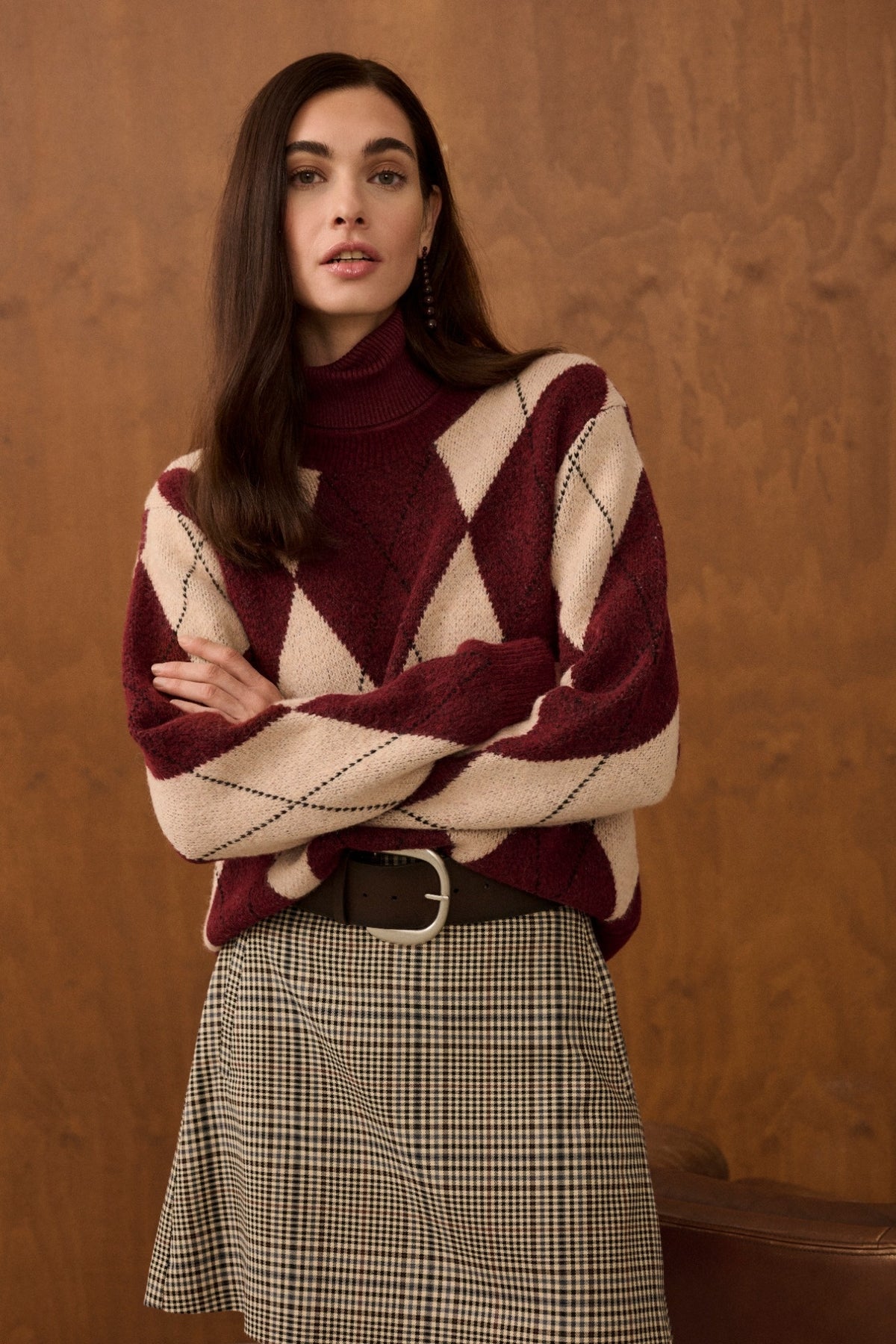 Culture Argyle Pullover Burgundy Argyle