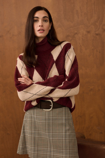 Culture Argyle Pullover Burgundy Argyle