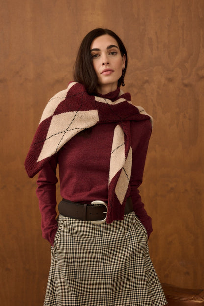 Culture Argyle Pullover Burgundy Argyle
