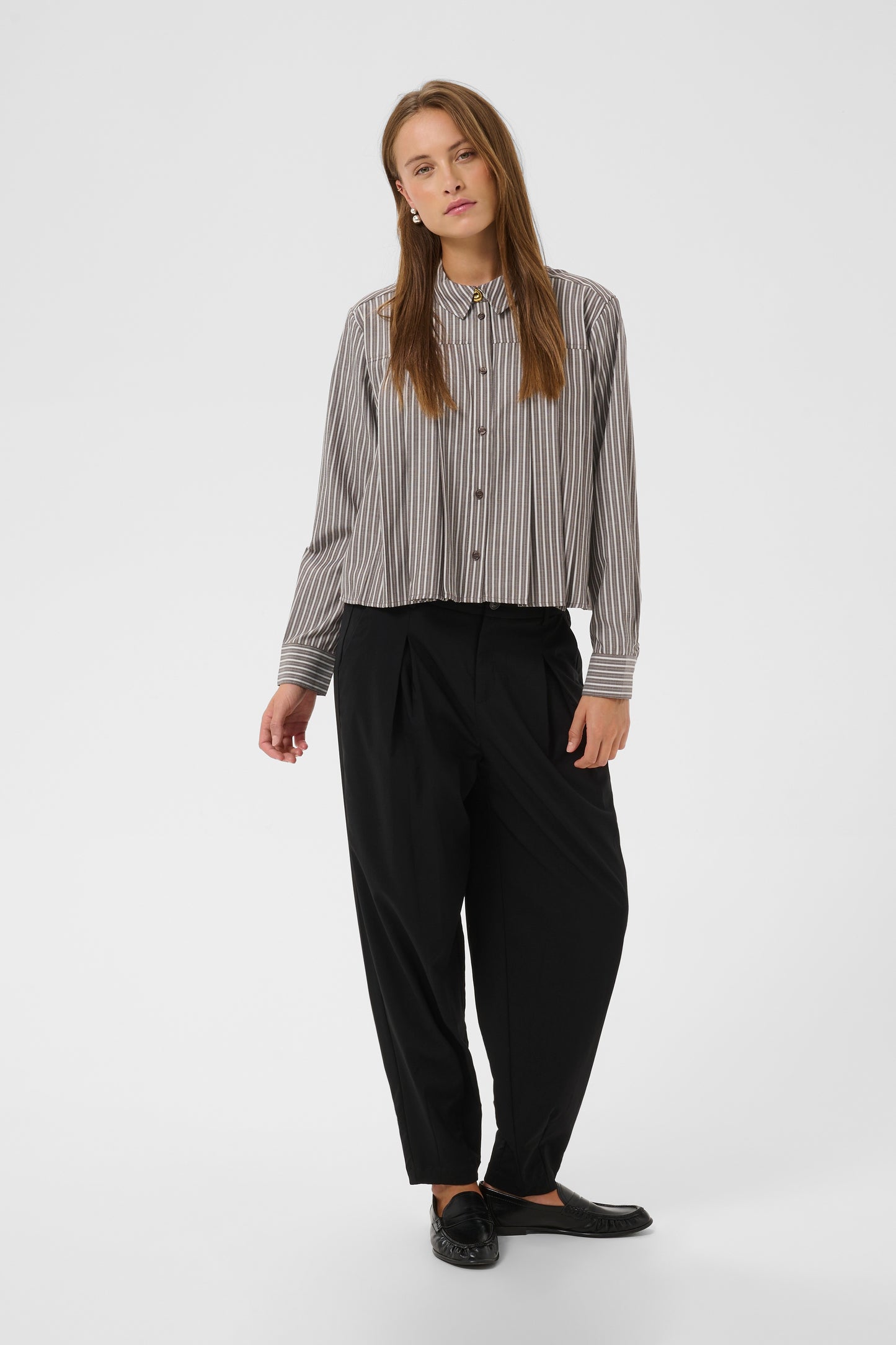 Culture Manga Shirt Brown / White Stripe