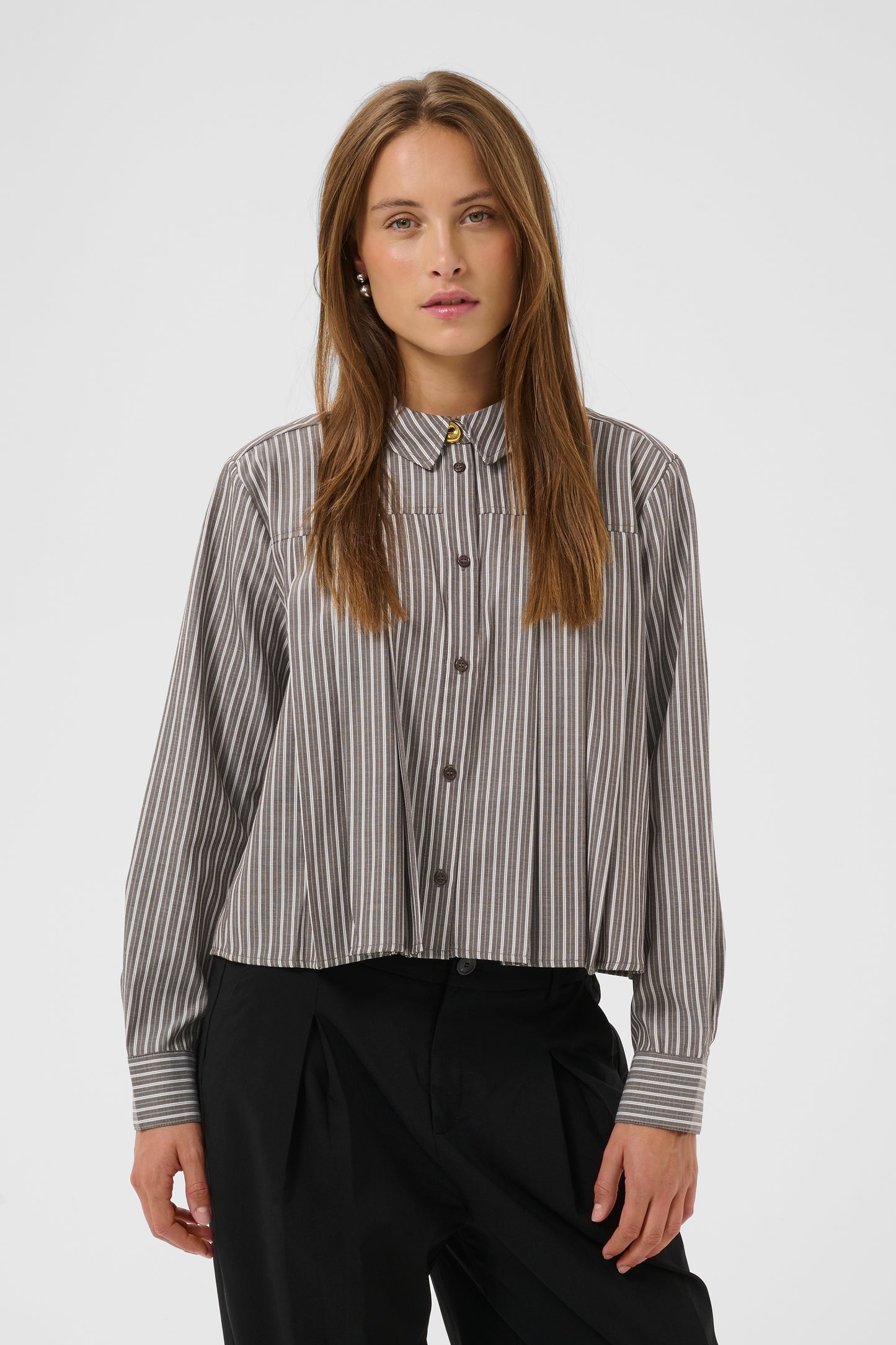 Culture Manga Shirt Brown / White Stripe