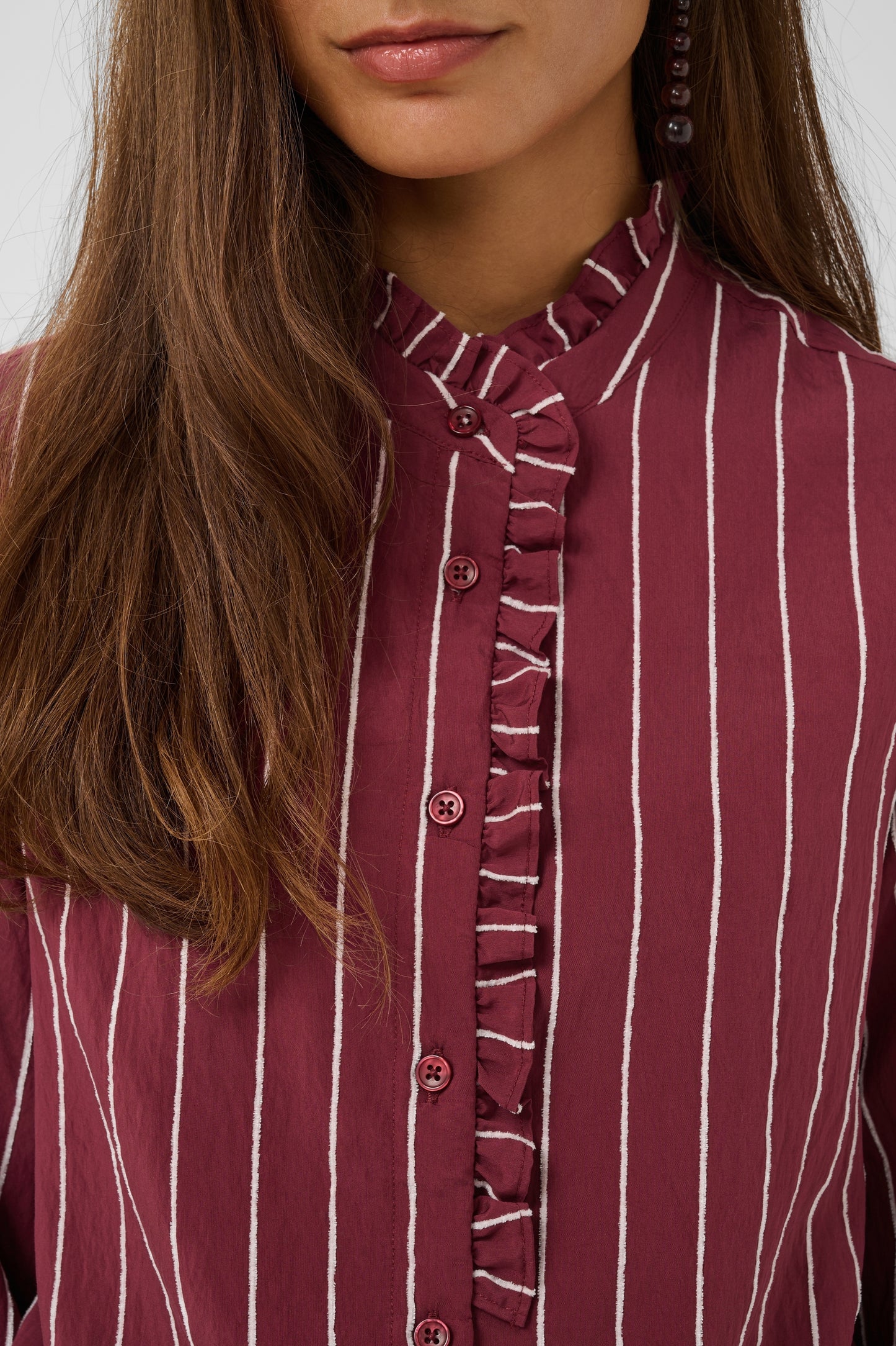 Culture Arin Blouse Shirt Burgundy / White Stripe